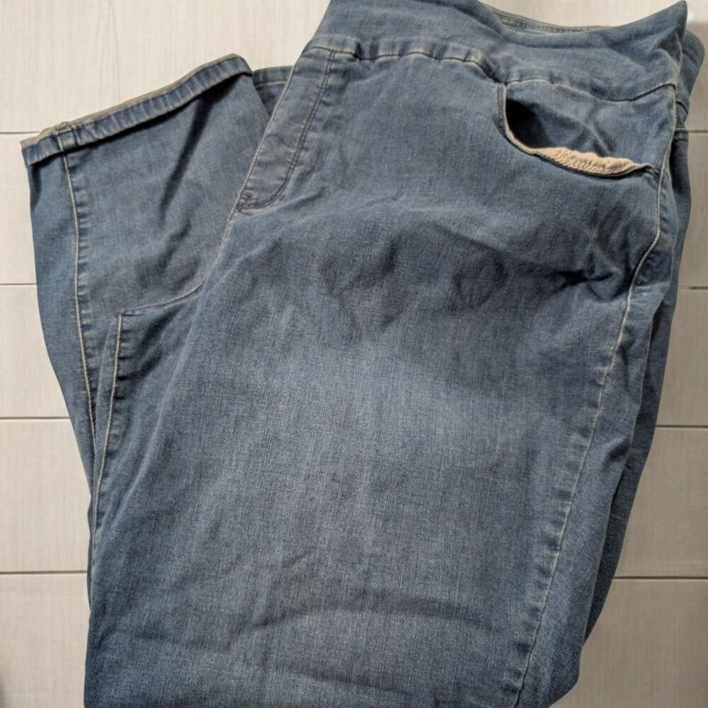 Gloria Vanderbilt Amanda Pull-On Jeans Plus Size 24W Blue Denim STrech POckets‎